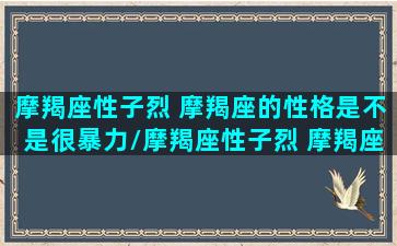 摩羯座性子烈 摩羯座的性格是不是很暴力/摩羯座性子烈 摩羯座的性格是不是很暴力-我的网站